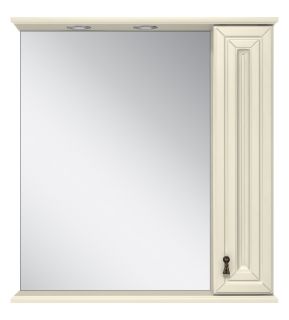 Зеркальный шкаф с подсветкой Misty Лувр 85см правый слоновая кость